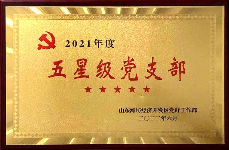 華全集團黨支部被山東濰坊經(jīng)濟開發(fā)區(qū)黨群工作部評為2021年度五星級黨支部